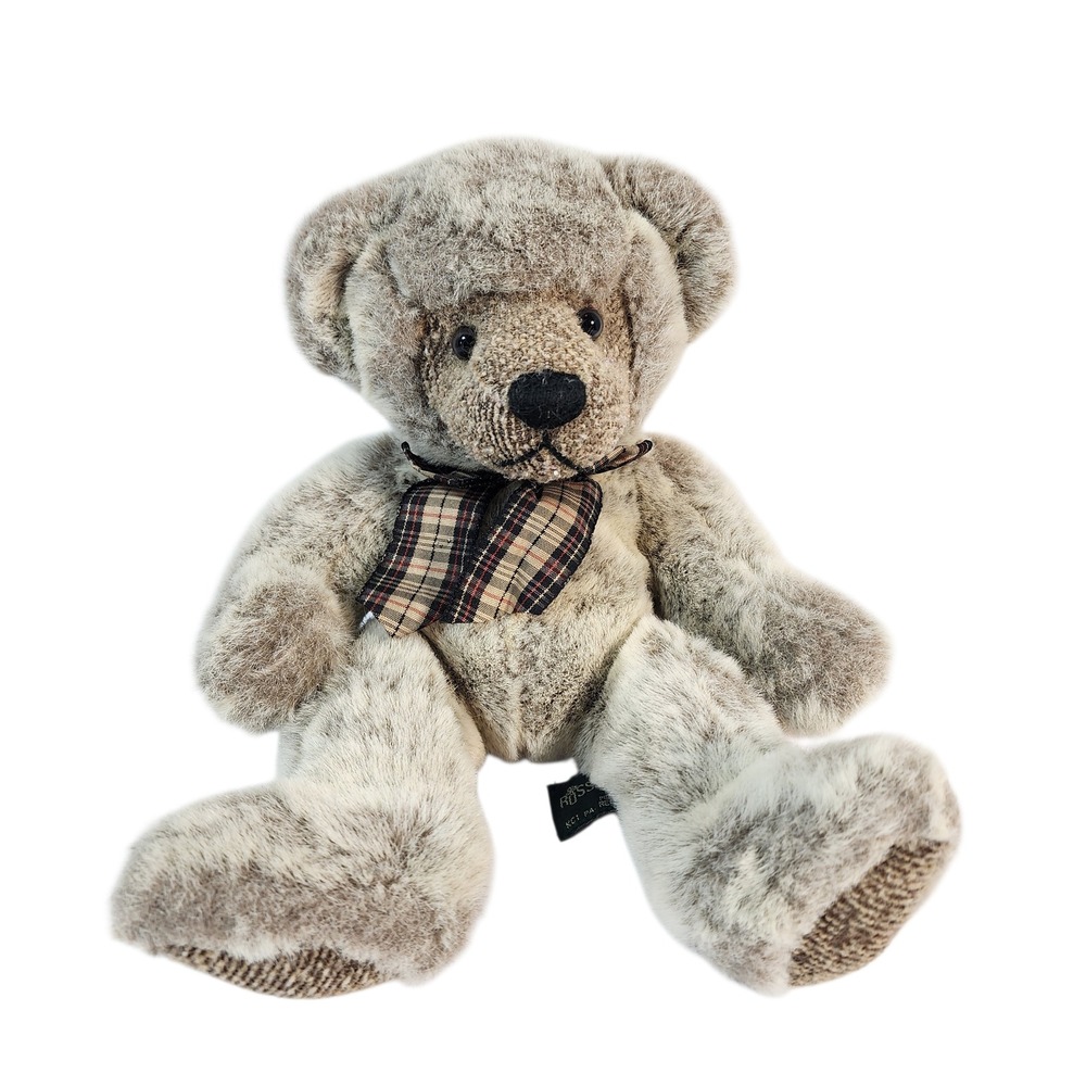 Russ Teddy Bear Plush Stuffed Animal Plaid Bow‎ Soft Fur Toy Collectible